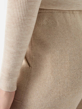 Pantaloni jogger beige Charlie in misto cashmere