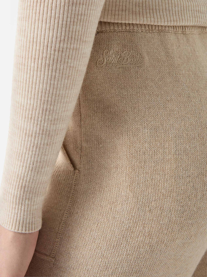 Pantaloni jogger beige Charlie in misto cashmere