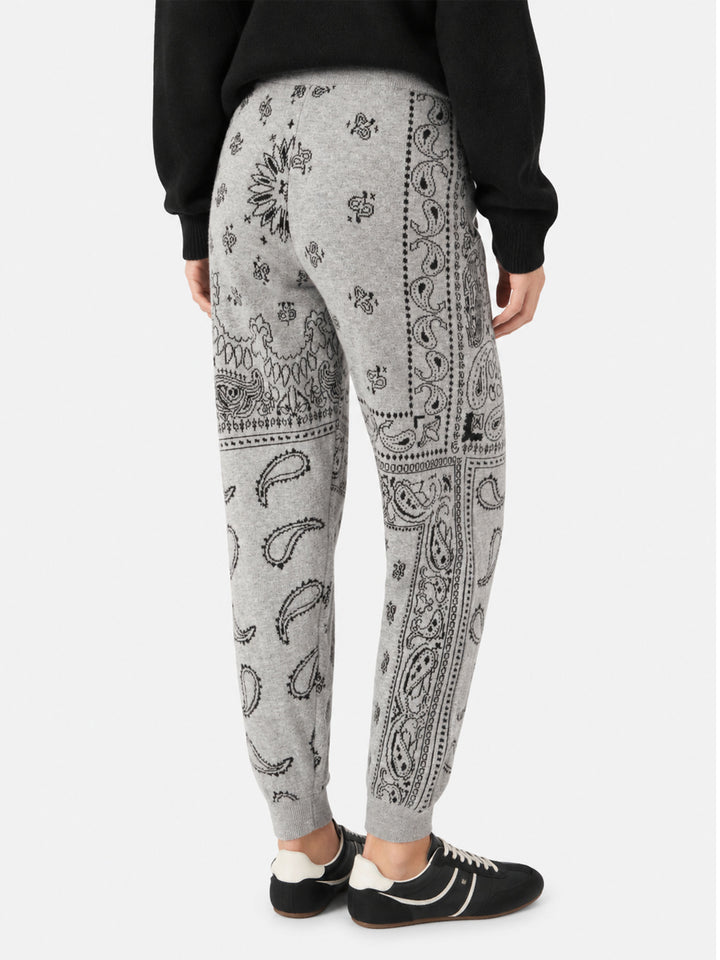 Pantaloni jogger da donna in maglia con jacquard bandana