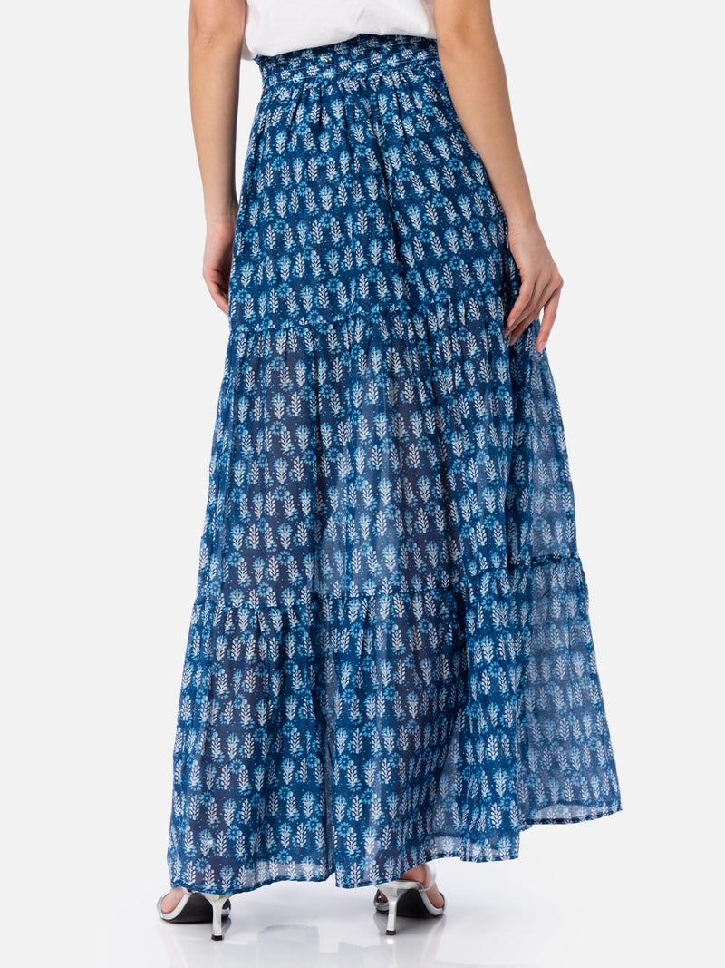 Woman silk voile pleated long skirt Cheyenne