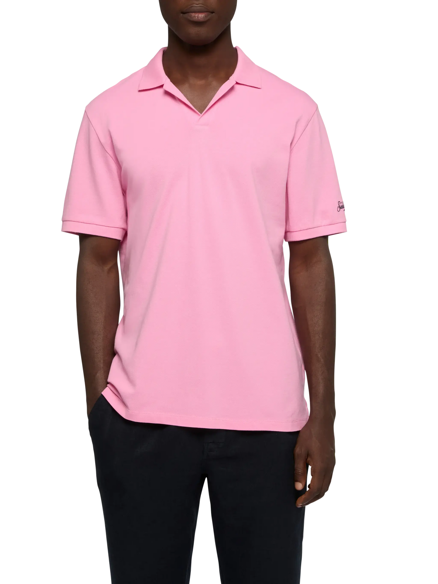 Bubble pink cotton piquet buttonless polo shirt Charles - MC2 Saint Barth