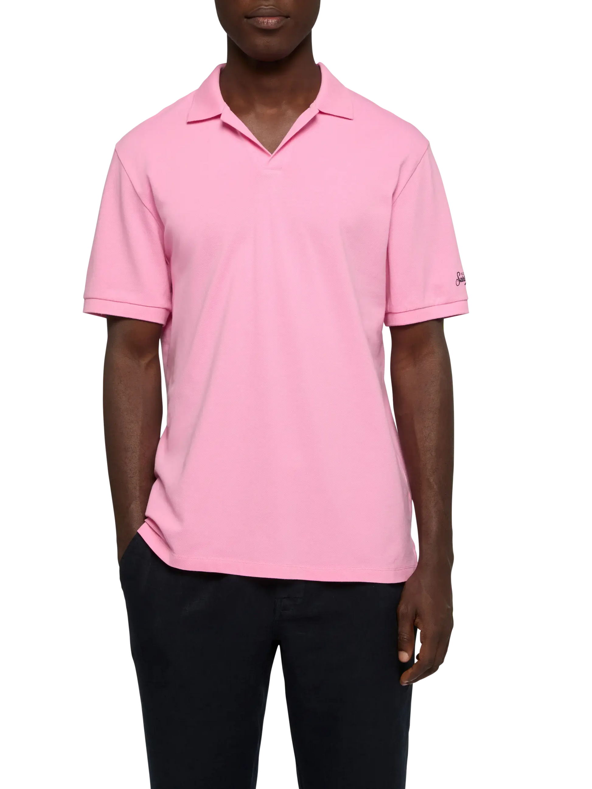Bubble pink cotton piquet buttonless polo shirt Charles - MC2 Saint Barth