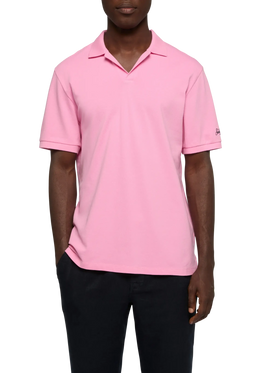 Bubble pink cotton piquet buttonless polo shirt Charles - MC2 Saint Barth