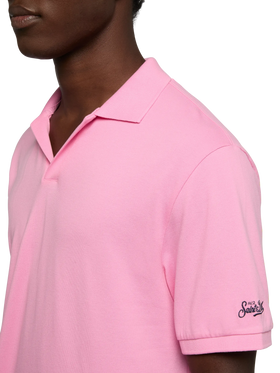 Bubble pink cotton piquet buttonless polo shirt Charles - MC2 Saint Barth