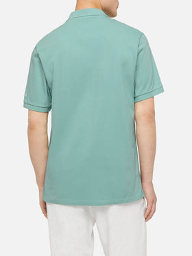 Sage green cotton piquet buttonless polo shirt Charles - MC2 Saint Barth