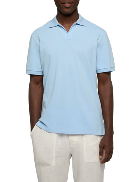 Light blue cotton piquet buttonless polo shirt Charles - MC2 Saint Barth