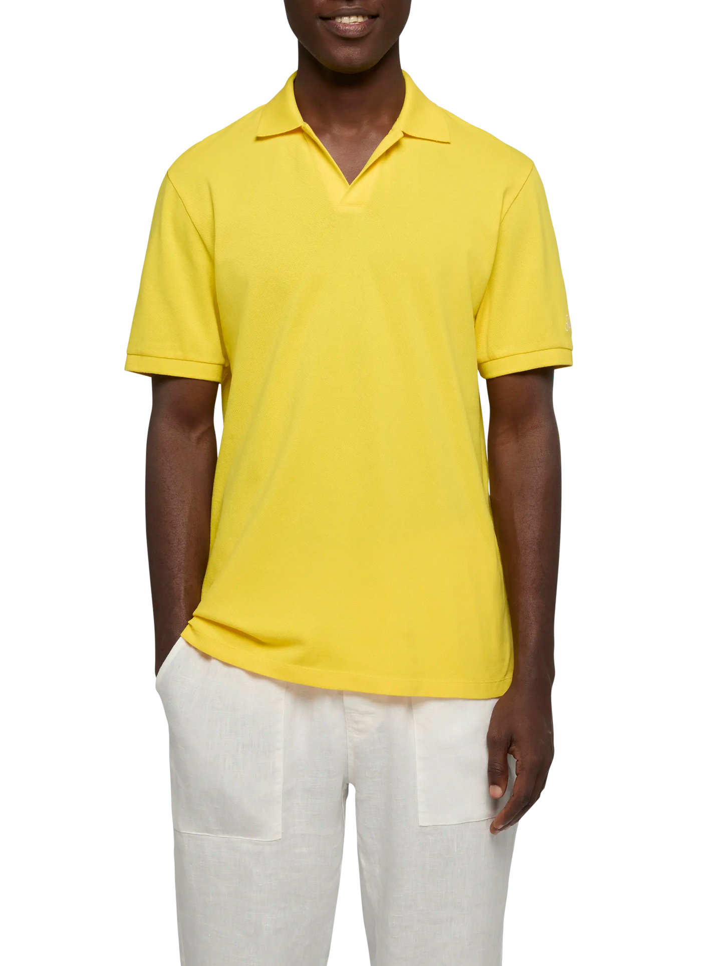 Yellow cotton piquet buttonless polo shirt Charles - MC2 Saint Barth