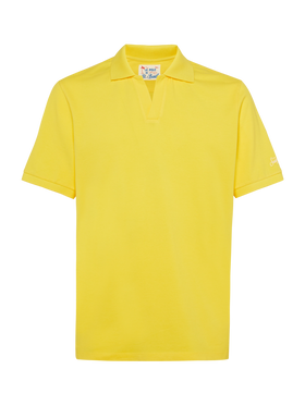 Yellow cotton piquet buttonless polo shirt Charles - MC2 Saint Barth