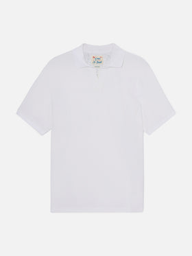 Polo Charles in piquet di cotone bianco