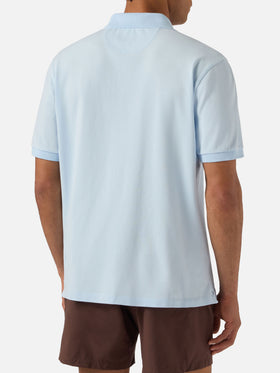 Polo Charles in piquet di cotone azzurro