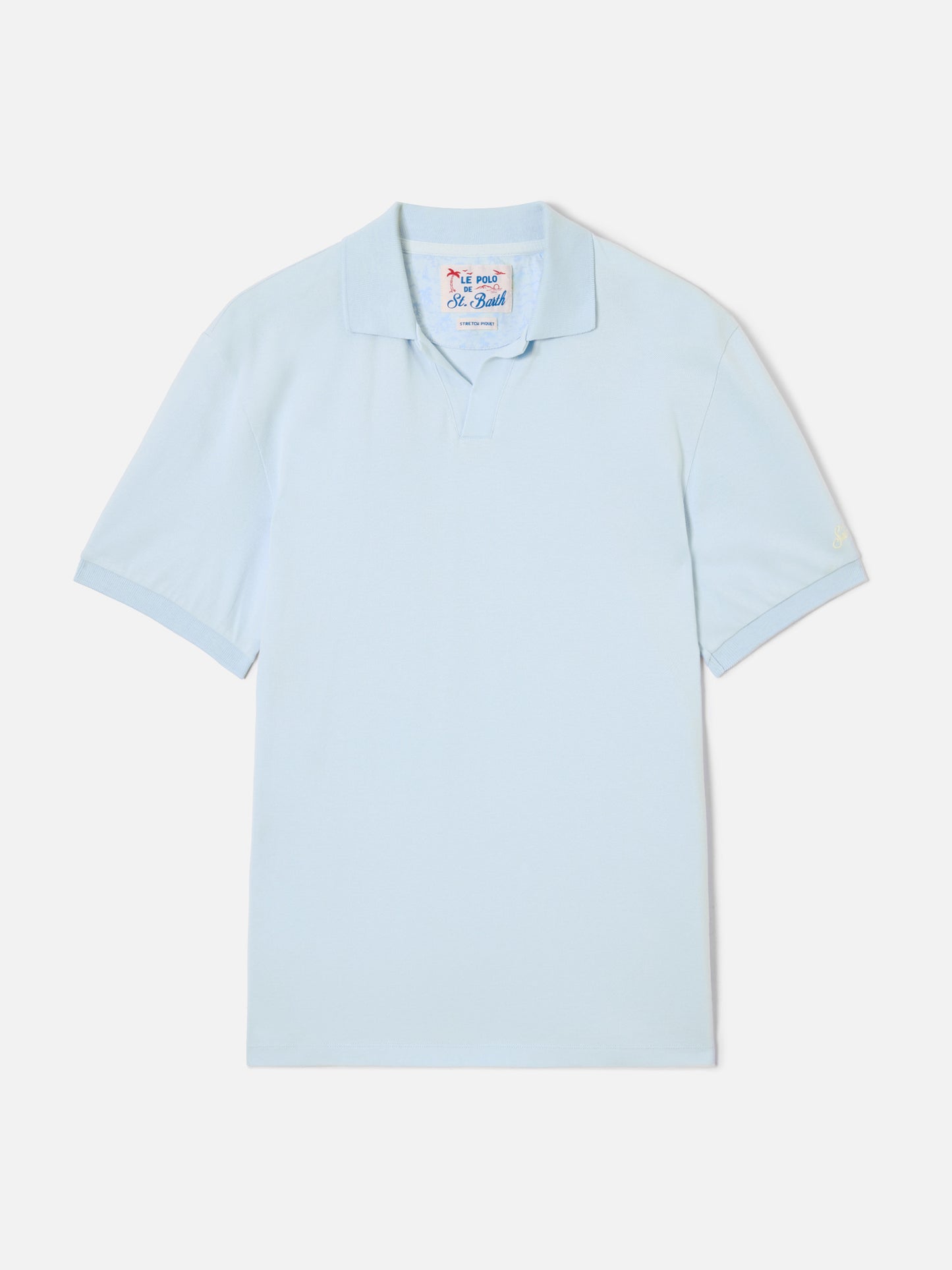 Polo Charles in piquet di cotone azzurro