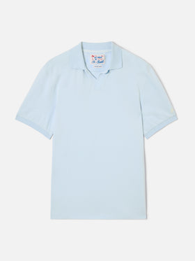 Polo Charles in piquet di cotone azzurro