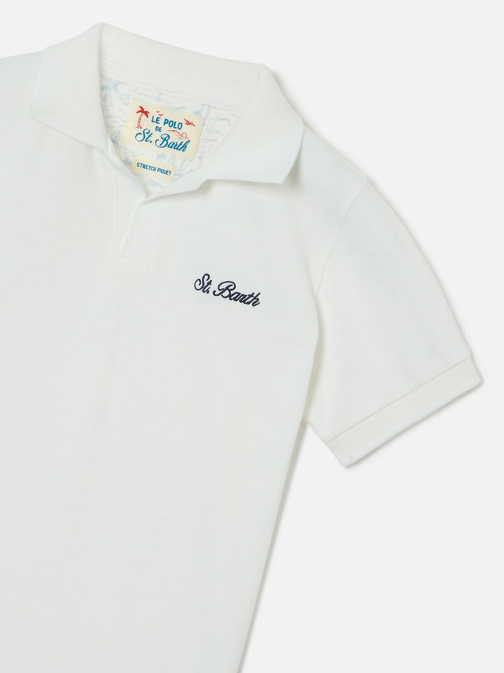 Polo Charles Jr in piquet bianco