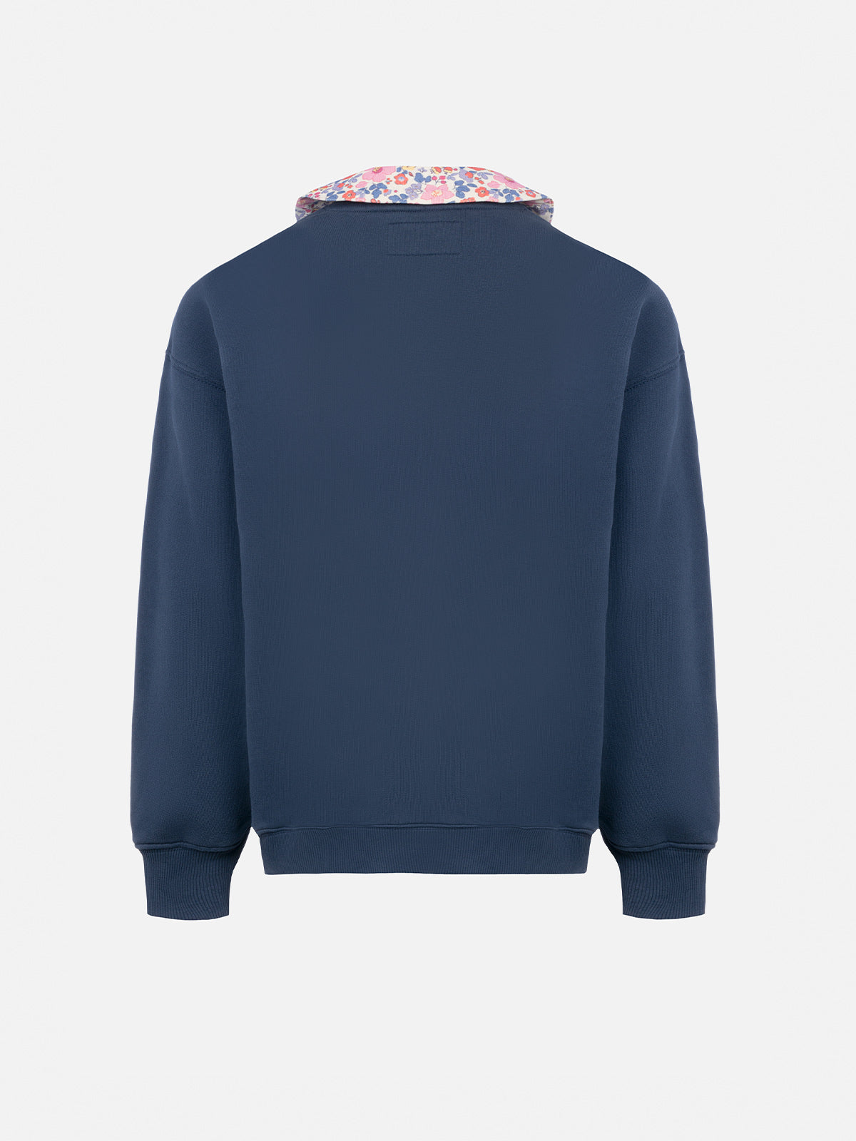 Girl blue crewneck sweatshirt Coleen with a floral collar - MC2 Saint Barth
