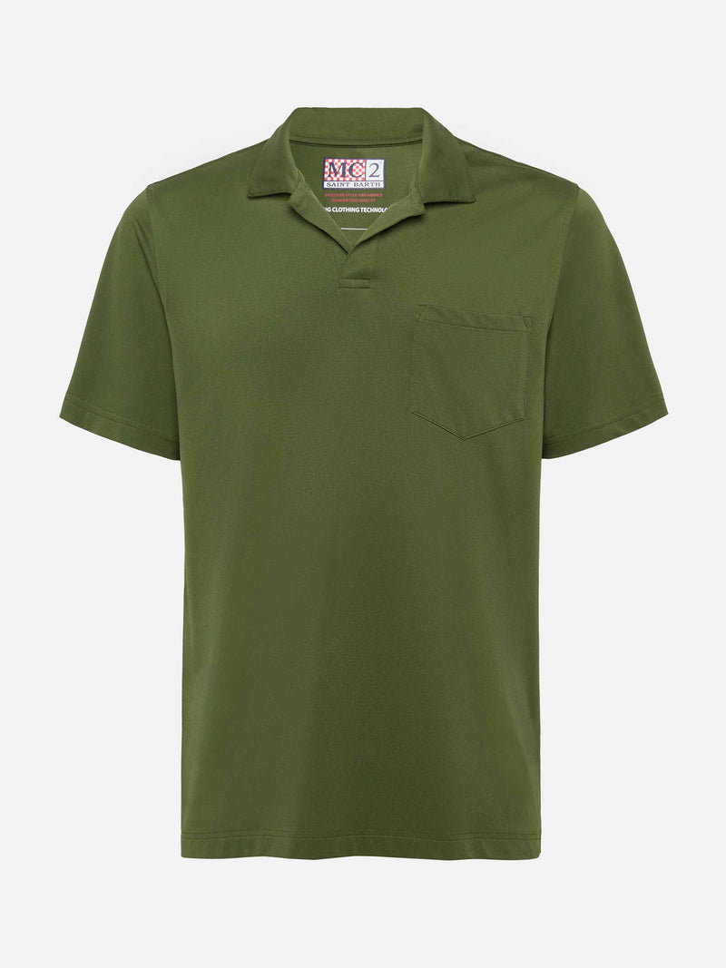 Polo in piquet tecnico verde militare Camber