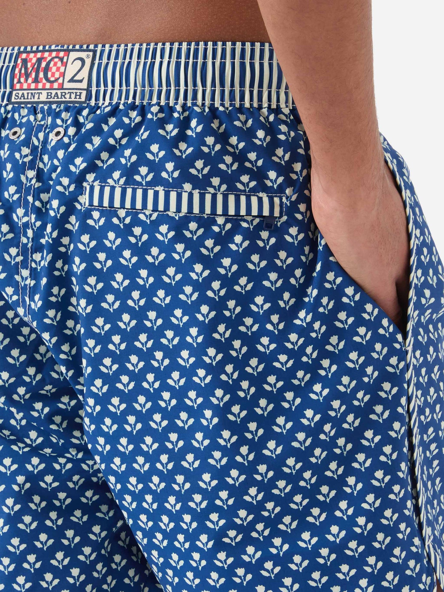 Comporta swim shorts with batik floral print