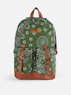 Canvas backpack Cody with green bandanna print - MC2 Saint Barth