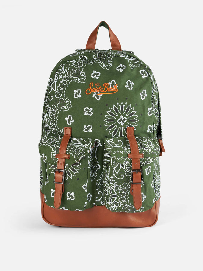 Mc2 Saint Barth Canvas backpack Cody with green bandanna print