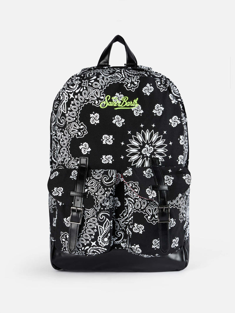 Canvas-Rucksack „Cody“ mit schwarzem Bandanna-Print