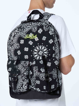 Canvas backpack cody with black bandanna print - MC2 Saint Barth