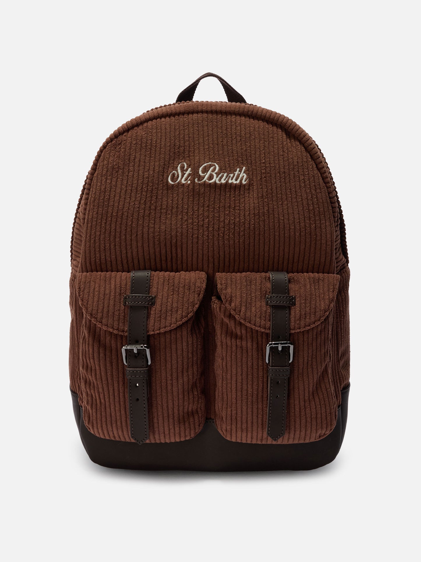 Cody Cord-Rucksack aus braunem Wollmischgewebe mit Lederdetails