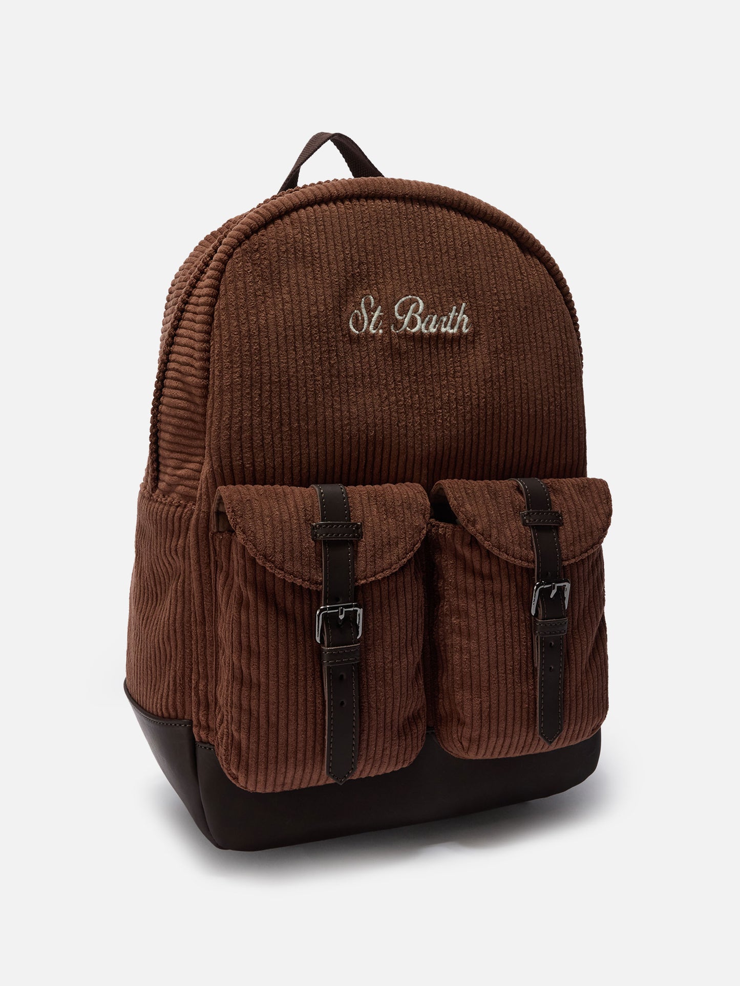 Cody Cord-Rucksack aus braunem Wollmischgewebe mit Lederdetails