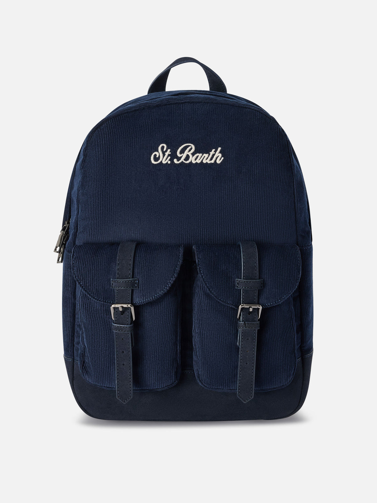 Sac à dos en velours côtelé Navy blue Cody avec logo brodé 