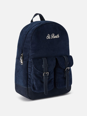 Sac à dos en velours côtelé Navy blue Cody avec logo brodé 