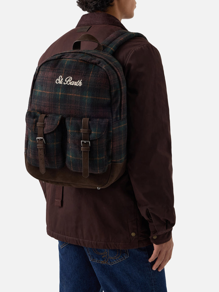 sac à dos en mélange de laine Cody avec motif tartan 