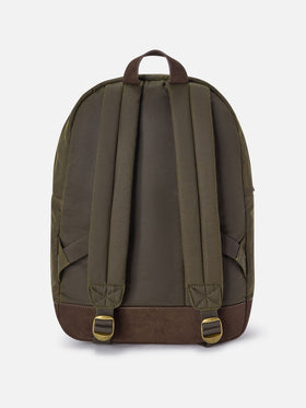 Zaino Cody verde militare in tessuto cerato con ricamo logo