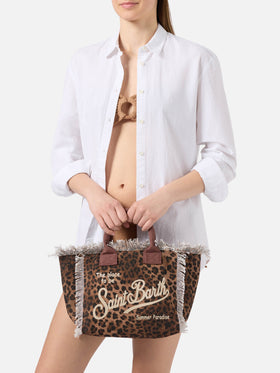 Borsa Colette in canvas con fantasia leopardata