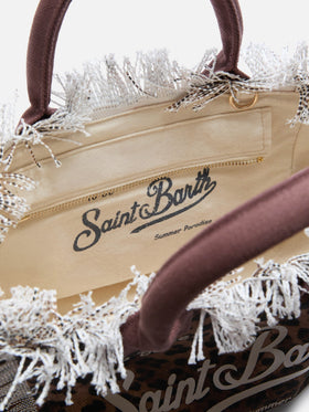 Borsa Colette in canvas con fantasia leopardata