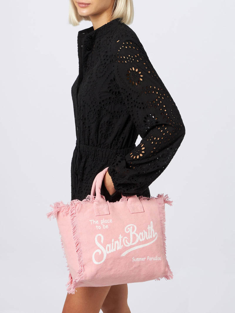 Pink cotton canvas Colette handbag