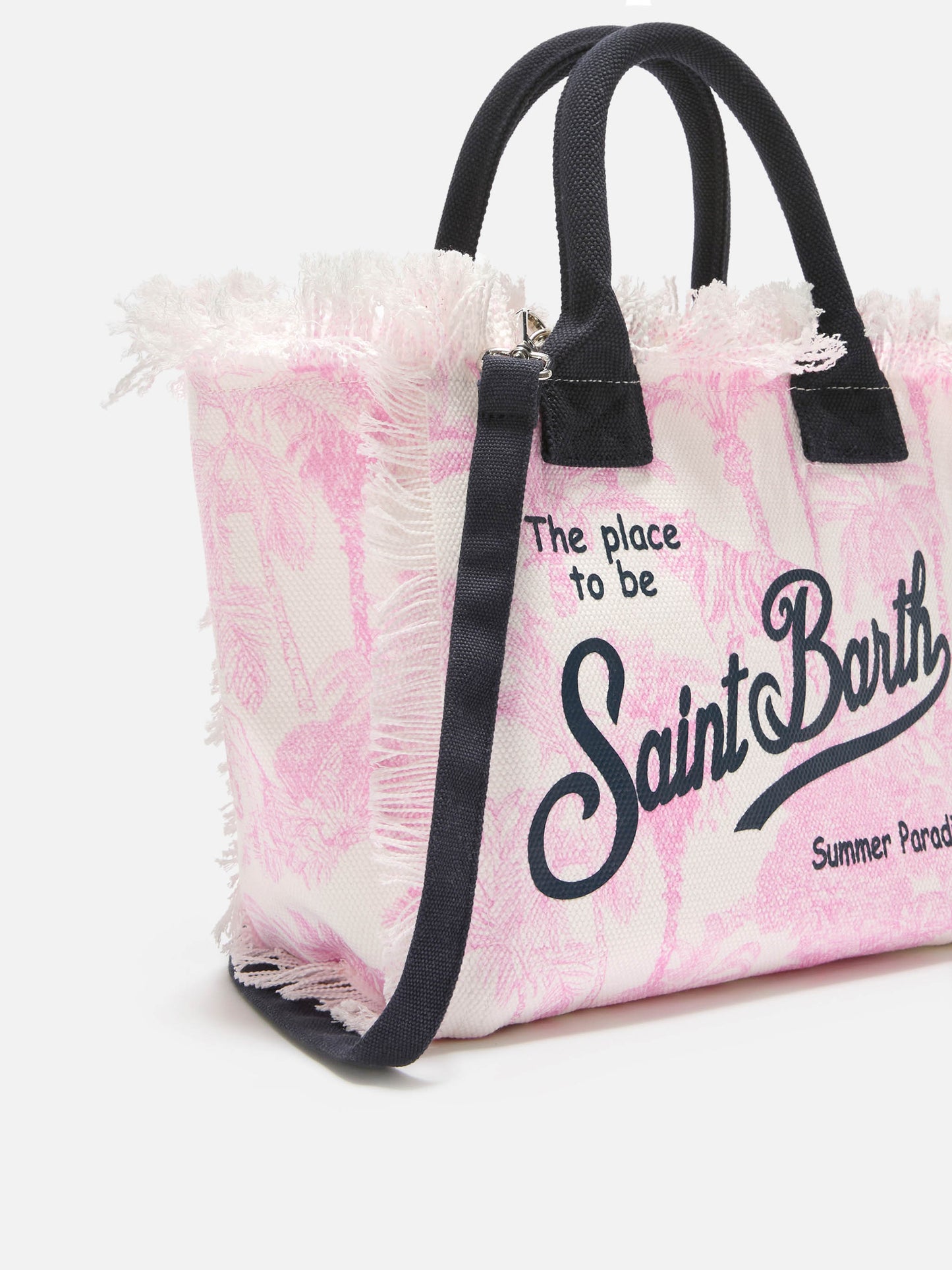 Borsa Colette in canvas con stampa toile de Jouy rosa