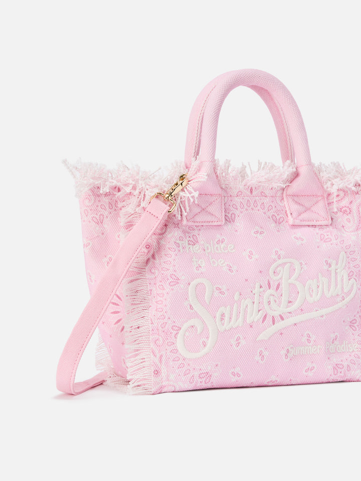 Pink canvas Colette bag with bandana print