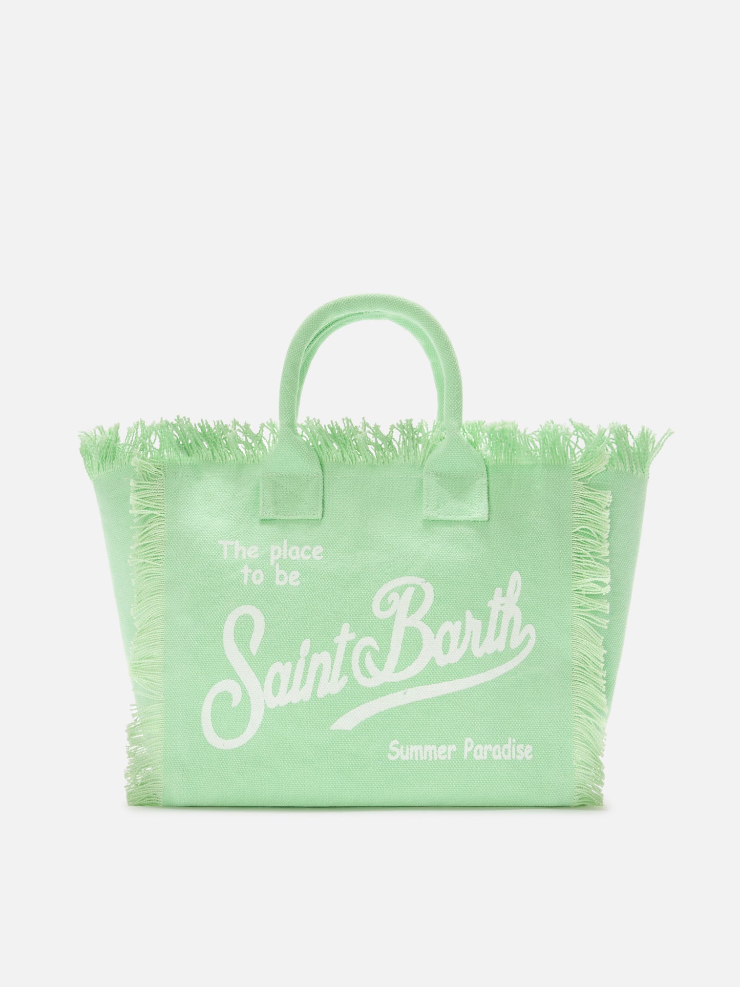 Mint green canvas Colette bag with fringes
