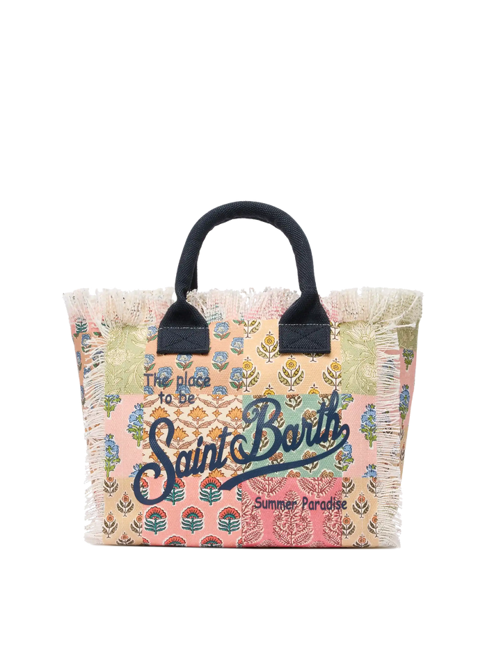 Borsa Colette in canvas di cotone con stampa patch floreale
