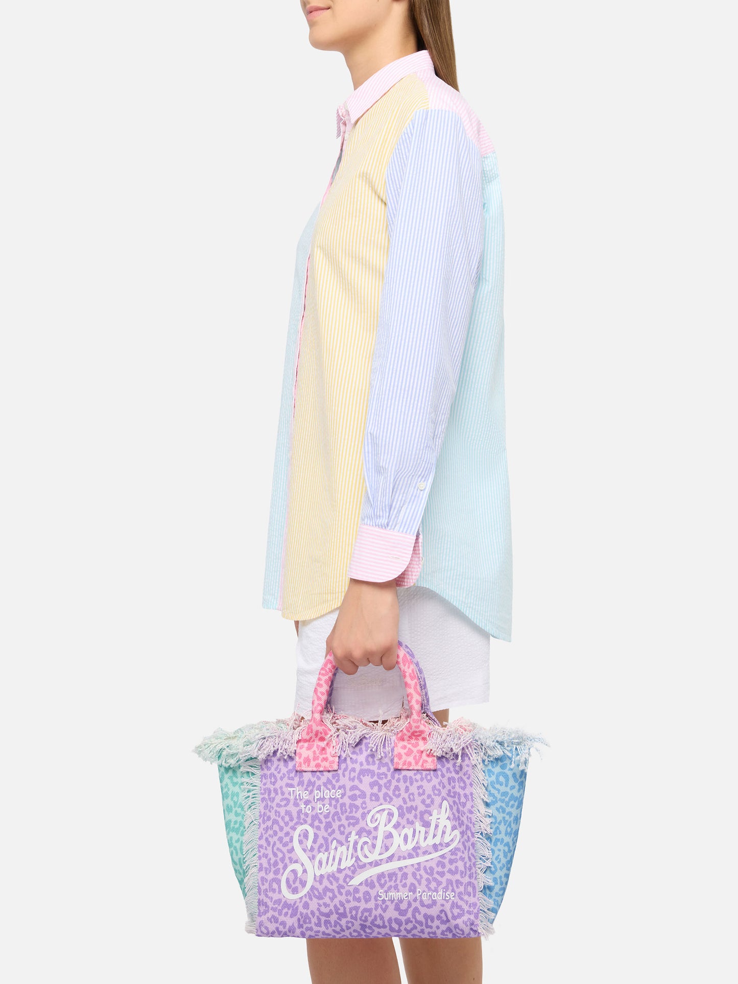 Handtasche Colette aus Baumwollcanvas mit mehrfarbigem Animalier-Print