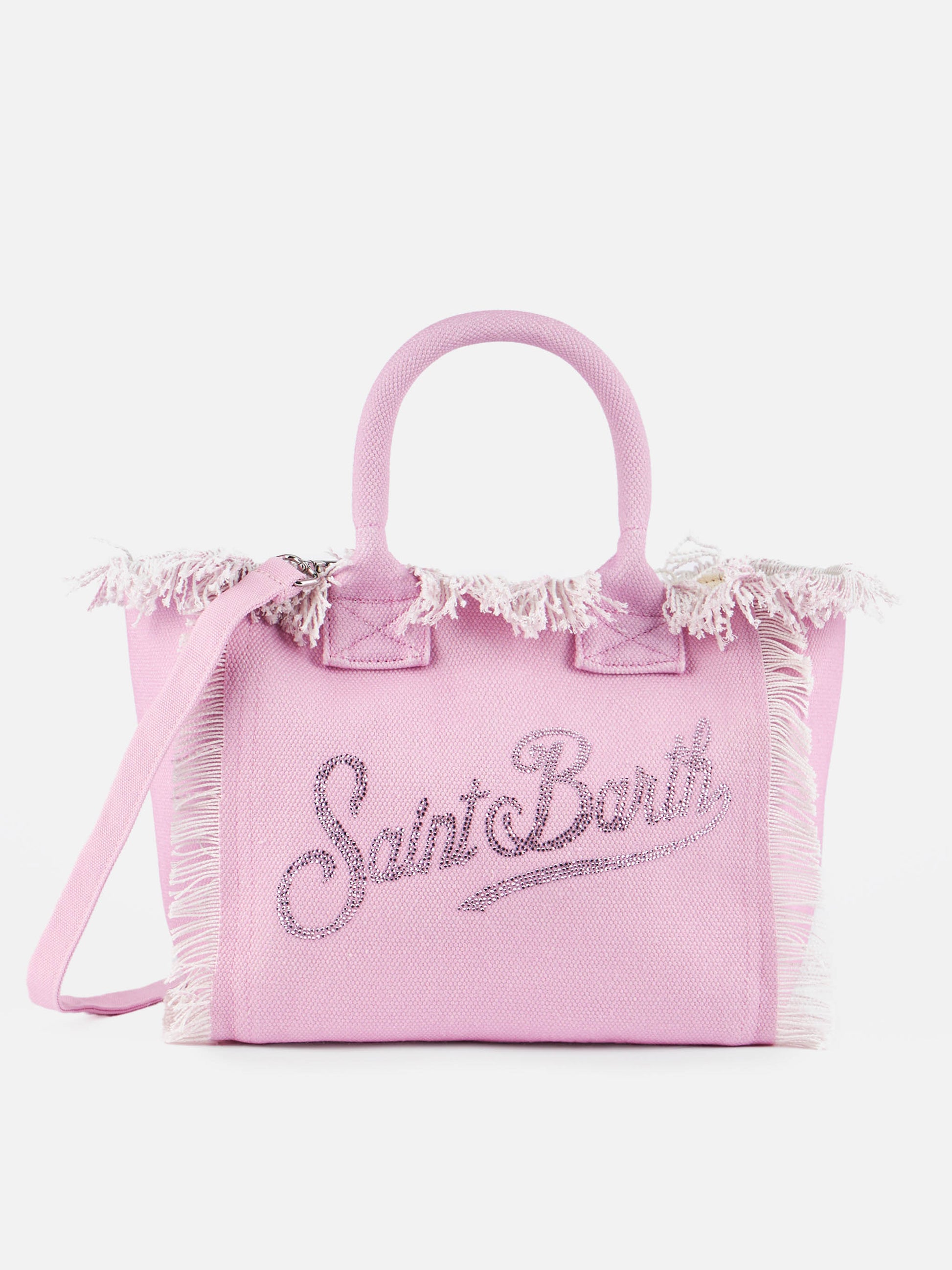 Borsa MC2 Saint Barth In Cotone Rosa - Logo Strass, Dimensioni 30x22x15cm - Foto 10