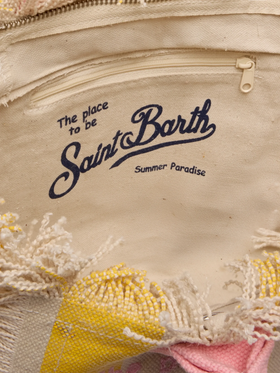 Colette cotton canvas handbag with yellow striped print - MC2 Saint Barth