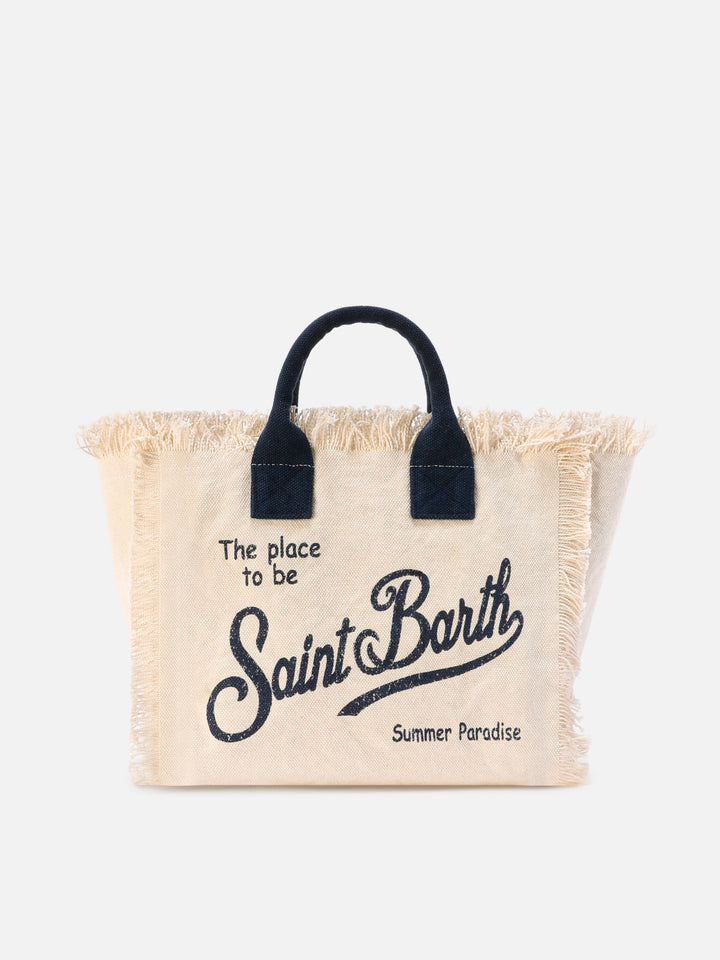 White canvas Colette bag with fringes