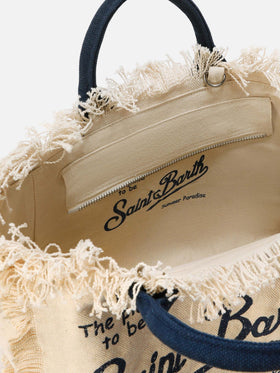 White canvas Colette bag with fringes