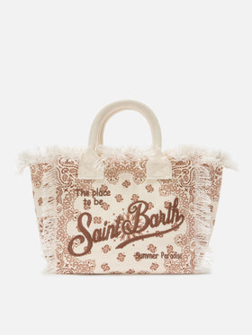 Borsa Colette in canvas beige con stampa bandana