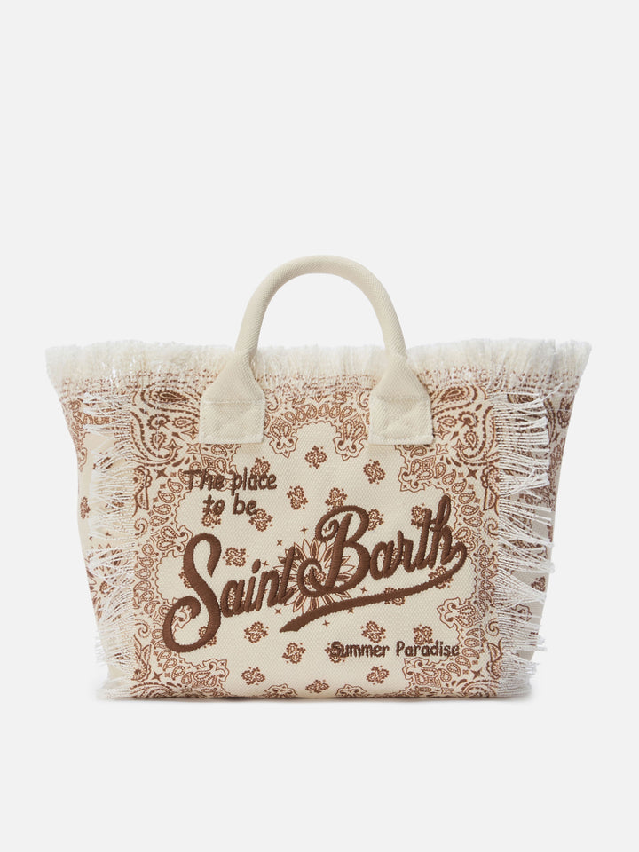Borsa Colette in canvas beige con stampa bandana