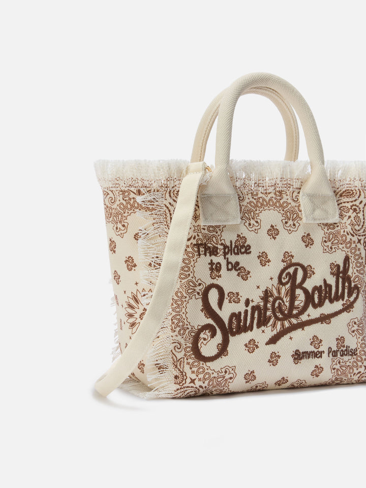 Borsa Colette in canvas beige con stampa bandana