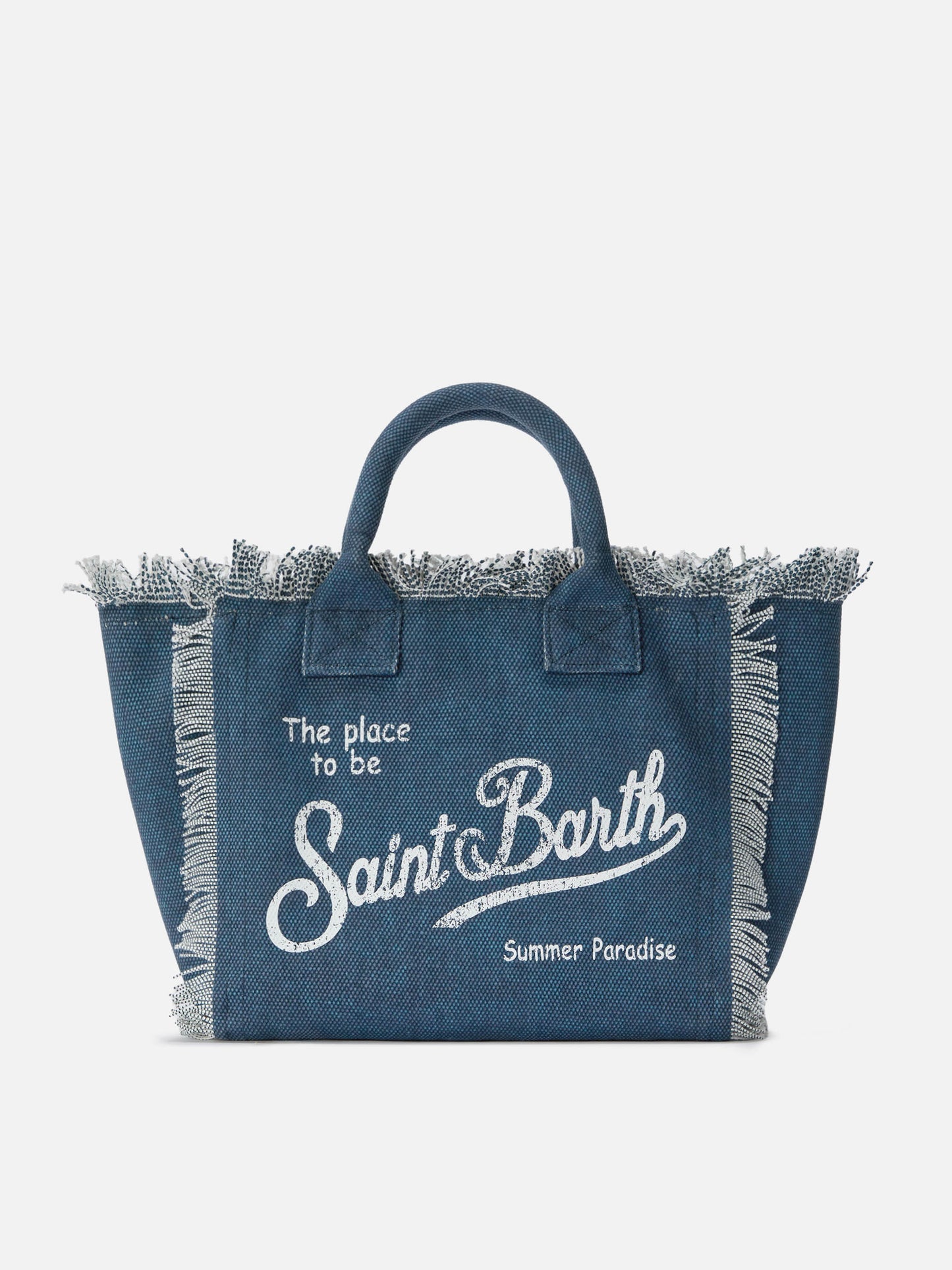 Borsa Colette blu indaco in canvas con frange