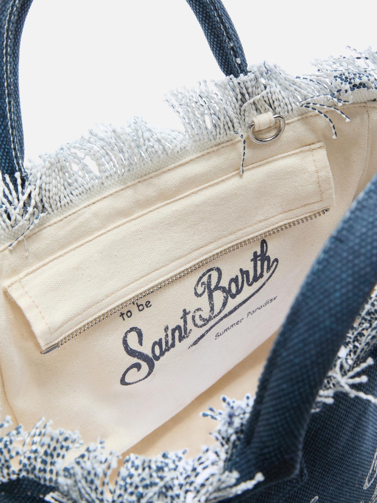 Borsa Colette blu indaco in canvas con frange