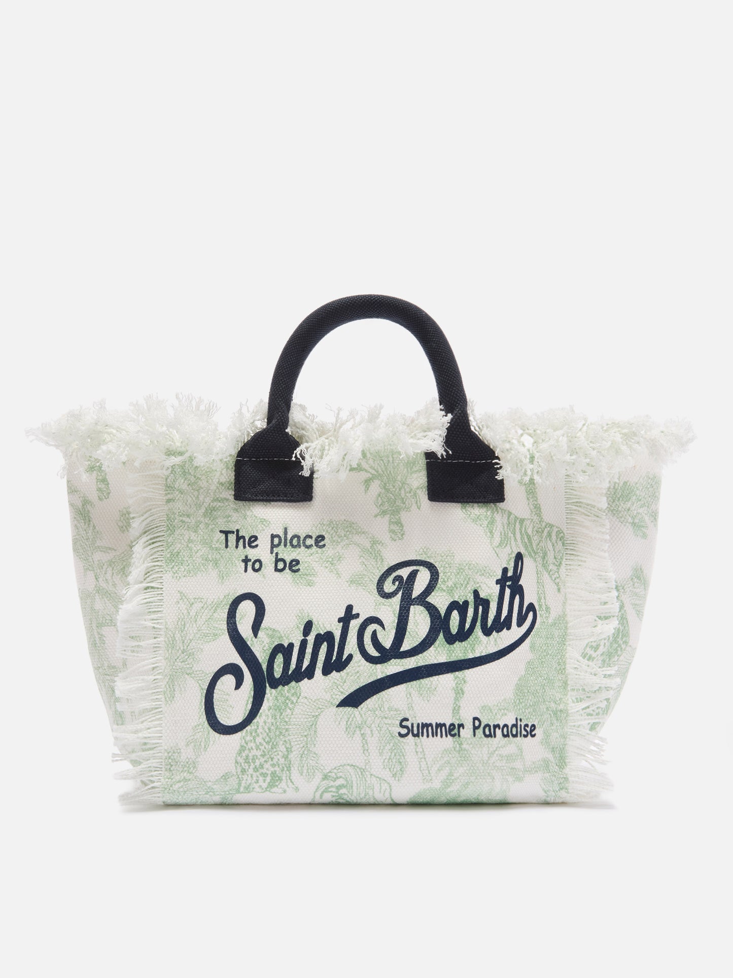 Borsa Colette in canvas con stampa toile de Jouy verde