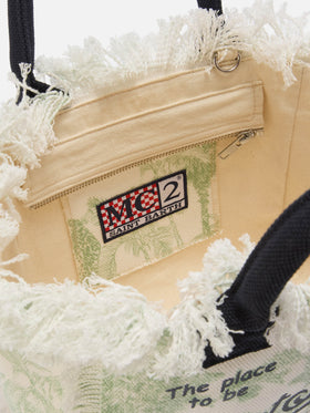 Borsa Colette in canvas con stampa toile de Jouy verde