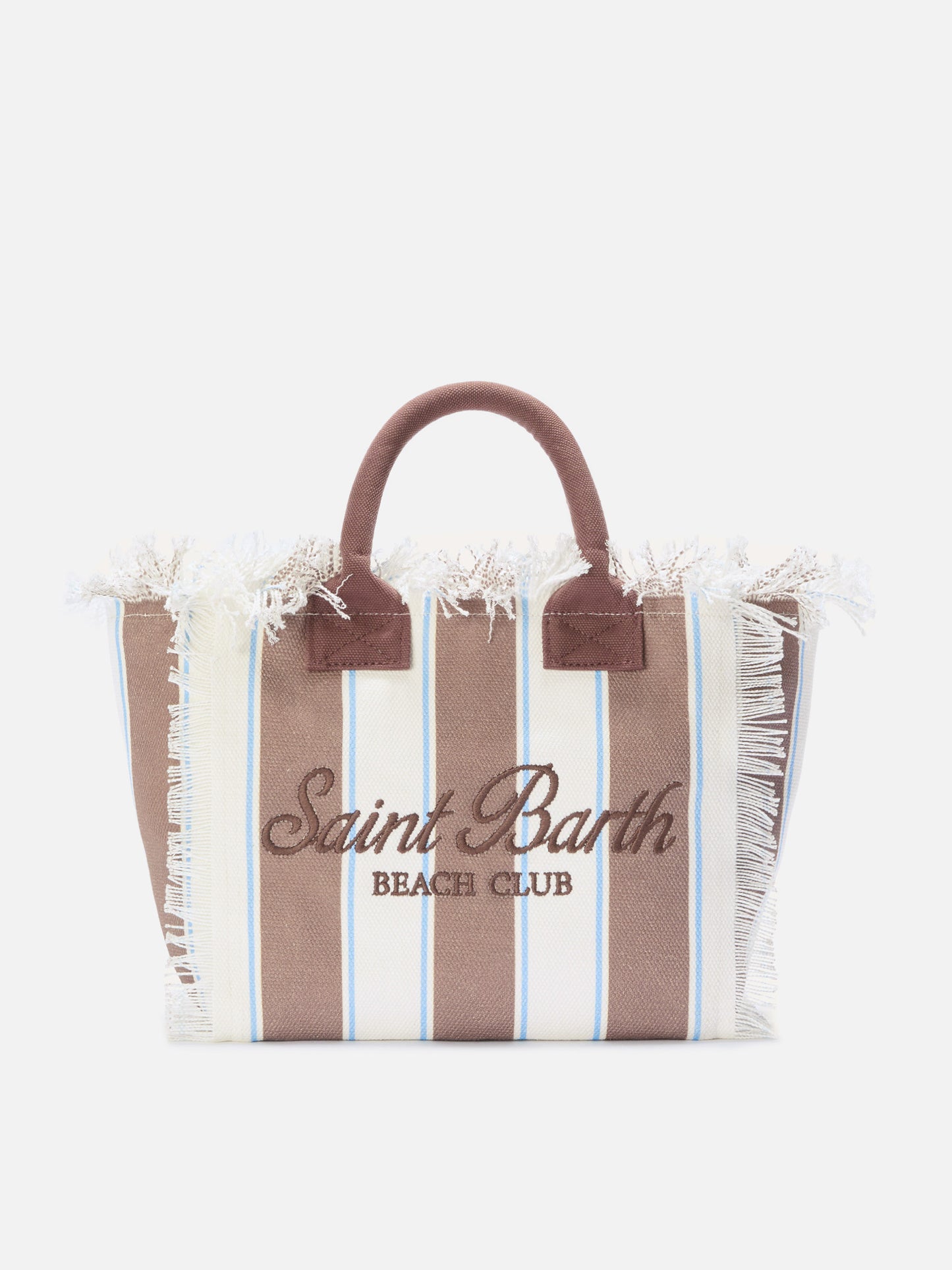 Colette canvas bag with brown stripes and embroidered logo